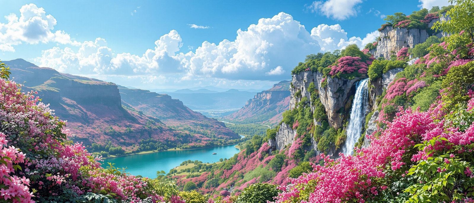 Angel in Paradise Walking Among Spring Blooms