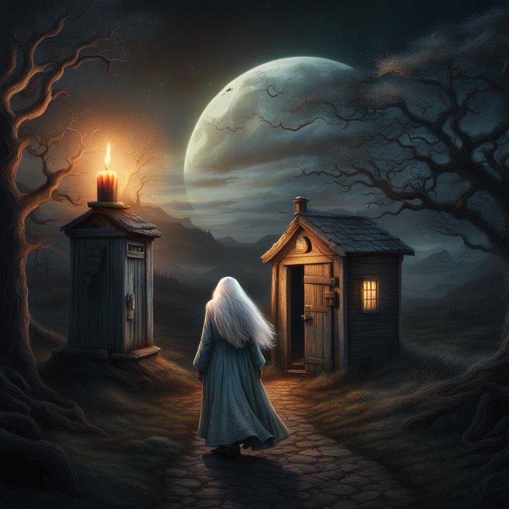 Woman with Candle: Dramatic Digital Matte Painting