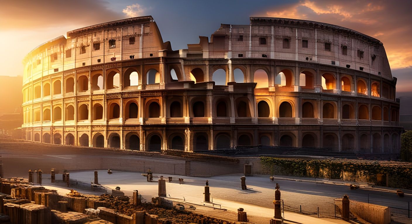 Roman Colosseum at Golden Hour: Digital Painting