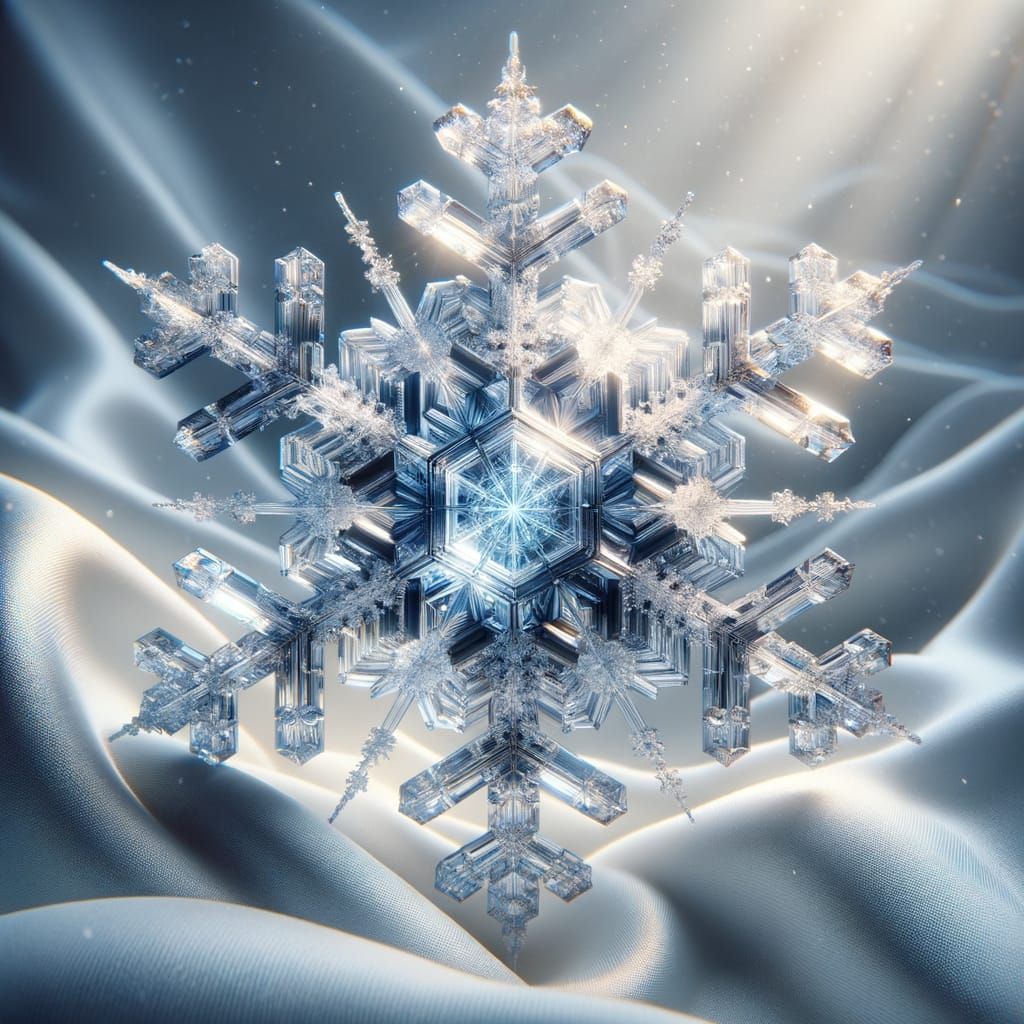 Crystal Snowflake: Hyperrealistic Glass Art in 8k