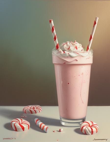 A peppermint candy milkshake