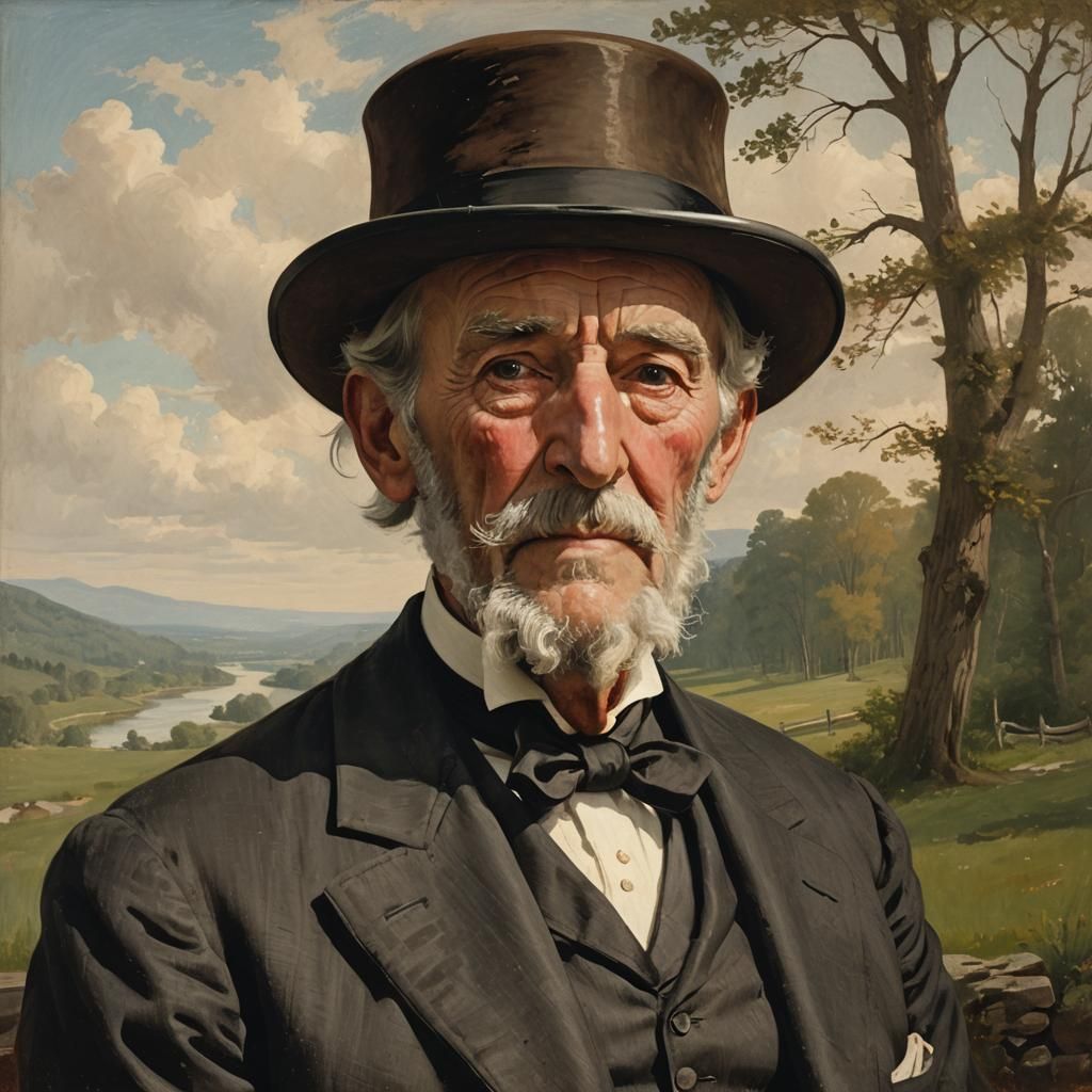 Historical Portrait of American Gentleman in Realism Style