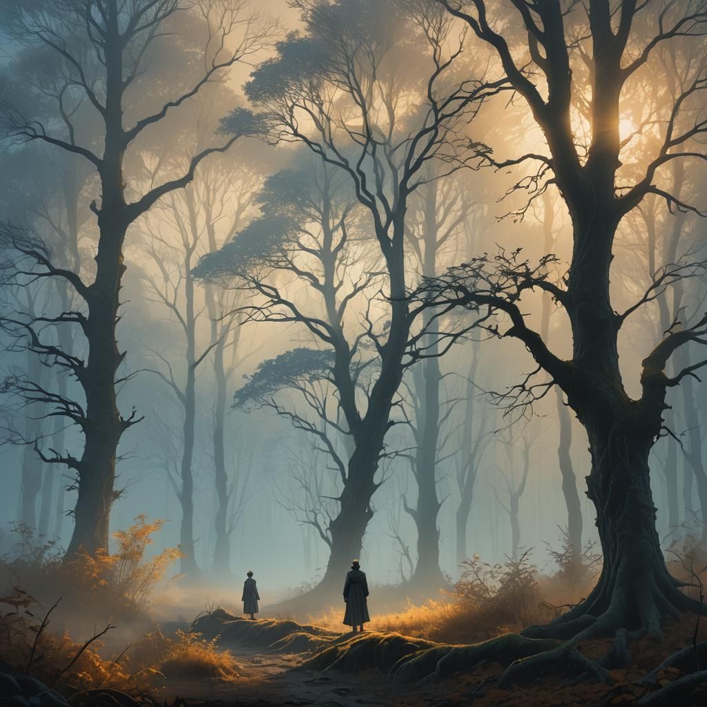 Mystical Forest Figure in Romantic Fantasy Art