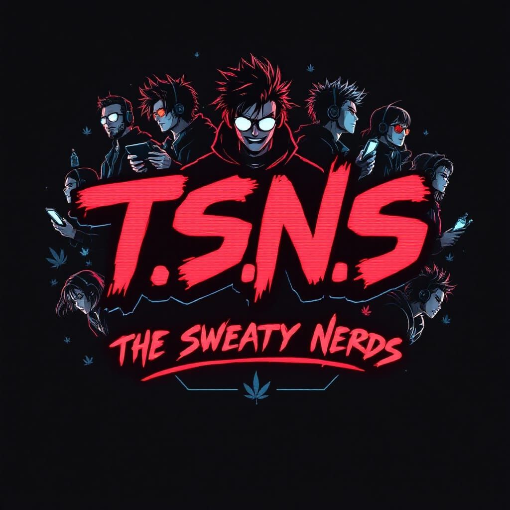 Rebellious Anime Logo for T.S.N.S. The Sweaty Nerds