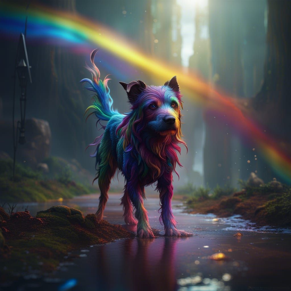 Rainbow Dog: Detailed Fantasy Concept Art