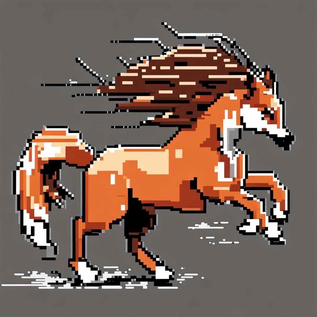 8-Bit Running Nine-Tailed Fox Horse
