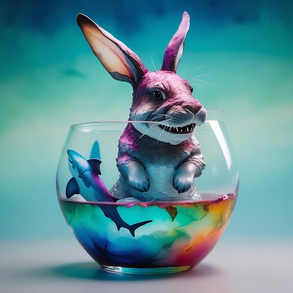 Rabbit-Shark Hybrid in Edinburgh: Alcohol Ink Art
