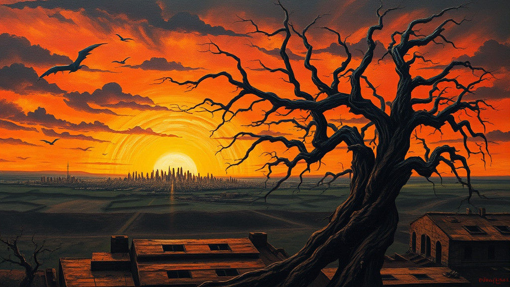 Post-Apocalyptic Dawn: Impasto Palette Knife Landscape