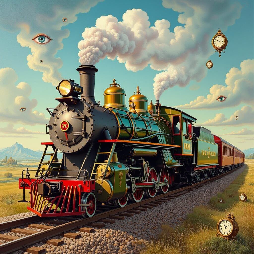 Ancient Floral Train in Surreal Dreamscape