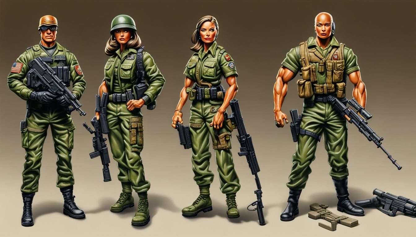 GI Jane and GI Joe Figures in Dark Fantasy Style