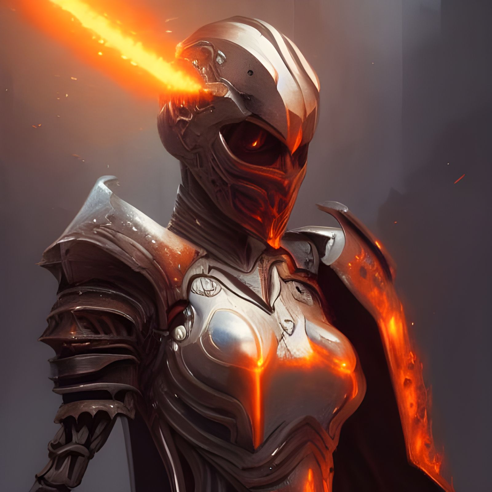 Lava Knight Skeleton Portrait in Detailed Digital Art