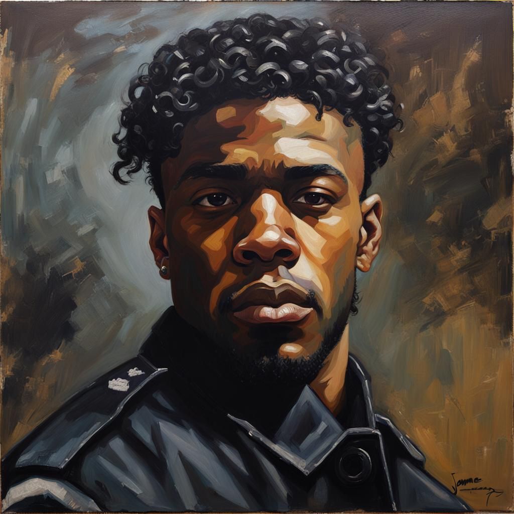 Portrait of Black Musician in Oil Painting Style