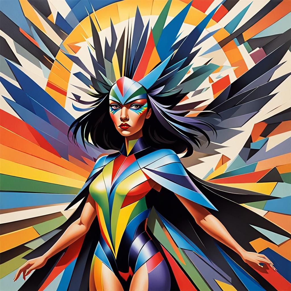 Thunderbird Woman in Abstract Cubism Pop-Up Book