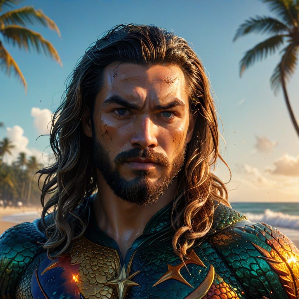Hyperrealistic Aquaman Concept Art in Splash Style