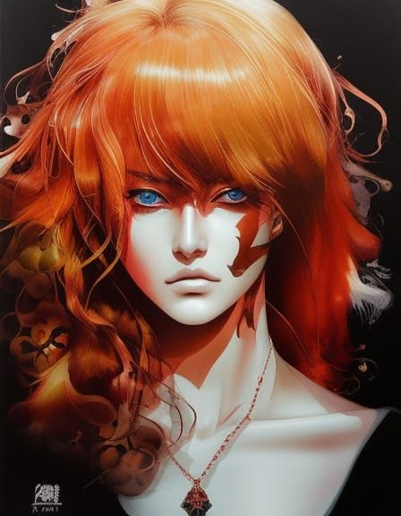 Colorful Ink Punk Portrait of Serene Young Woman