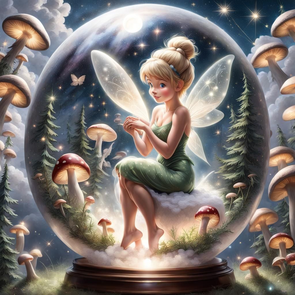 Magical Orb with Tinkerbell in Starry Night Sky