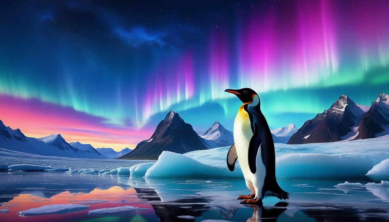 Aurora with penguin