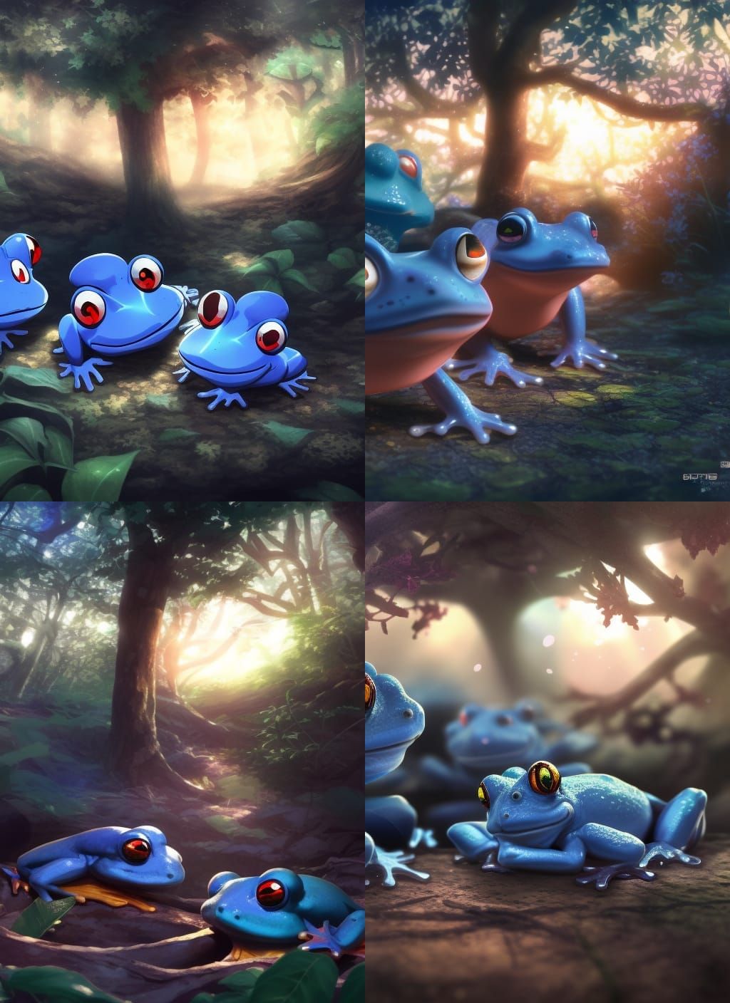 Cute Blue Frogs