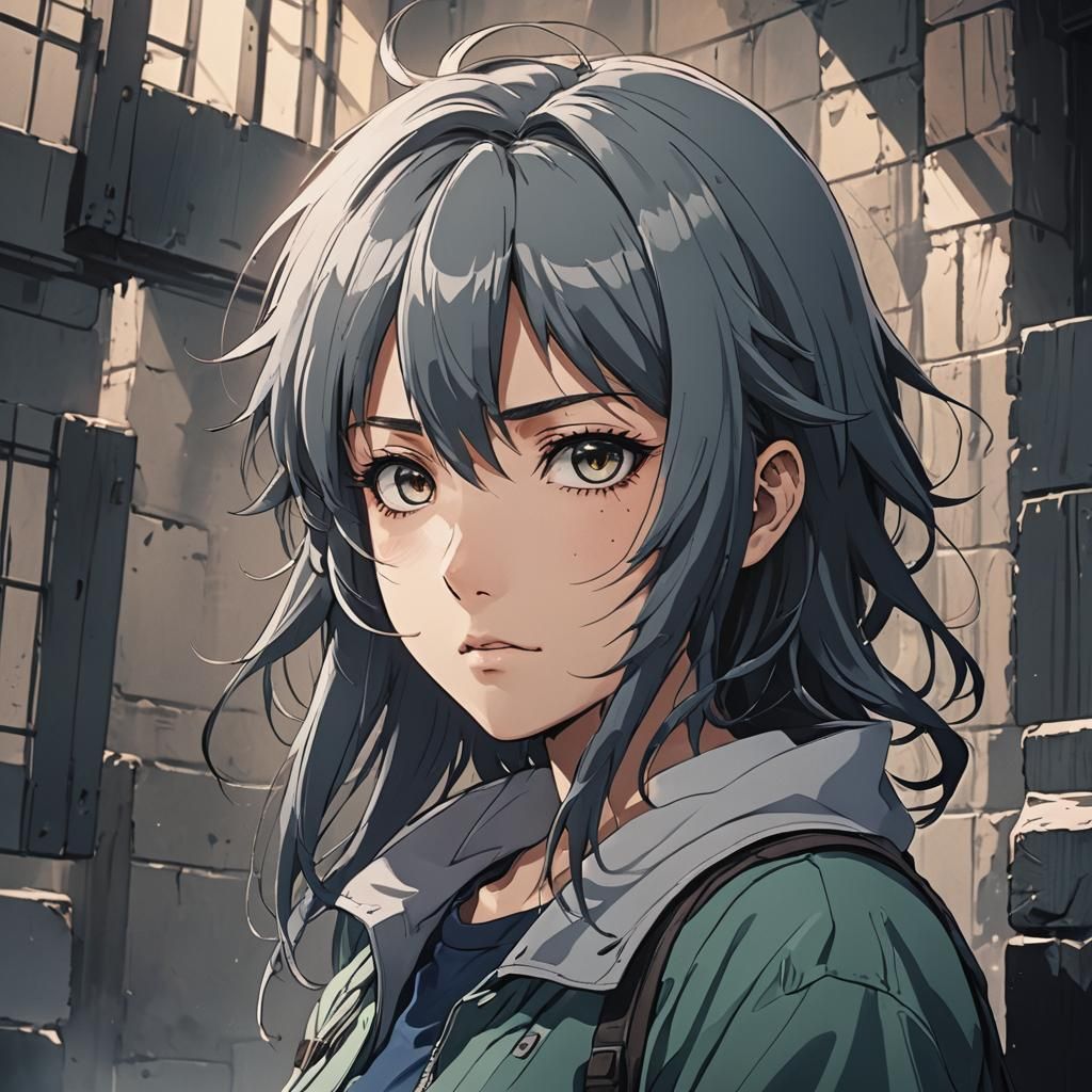 Anime-Style Prison Scene in Cel-Shaded Manga Art