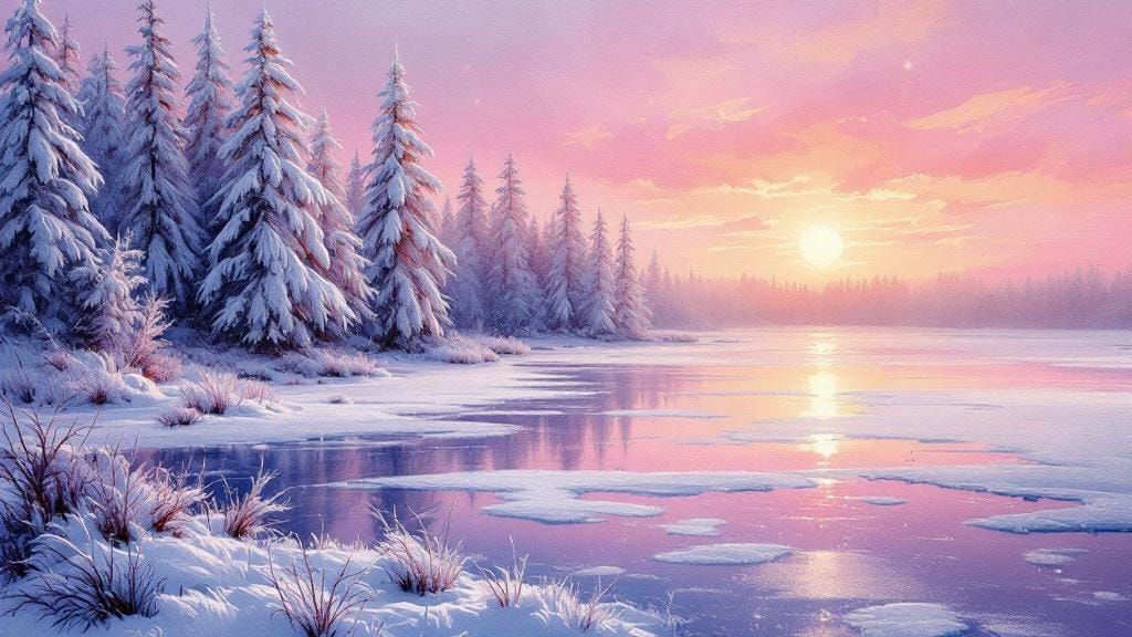 Frozen Lake: Expressionist Painting in Carne Griffiths Style