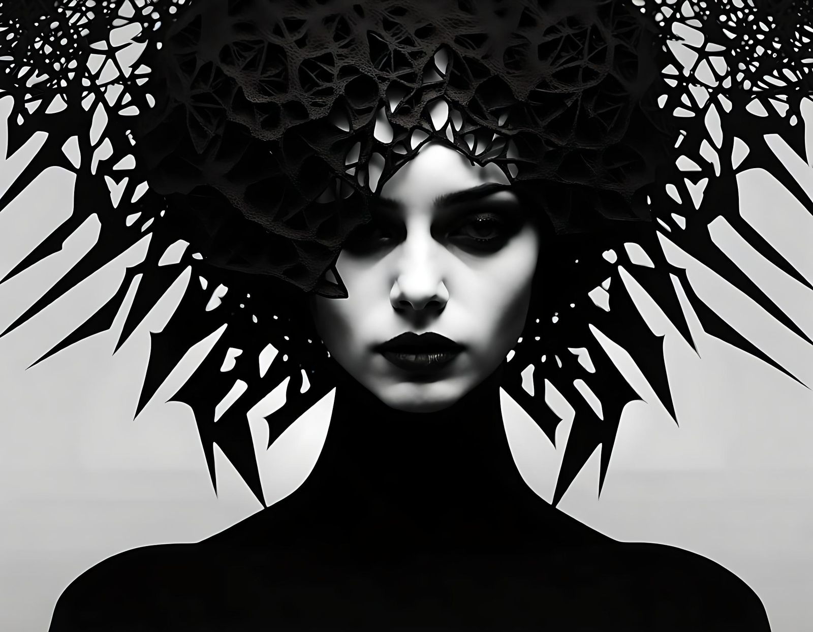 Abstract Portrait Silhouette in Vantablack Darkness