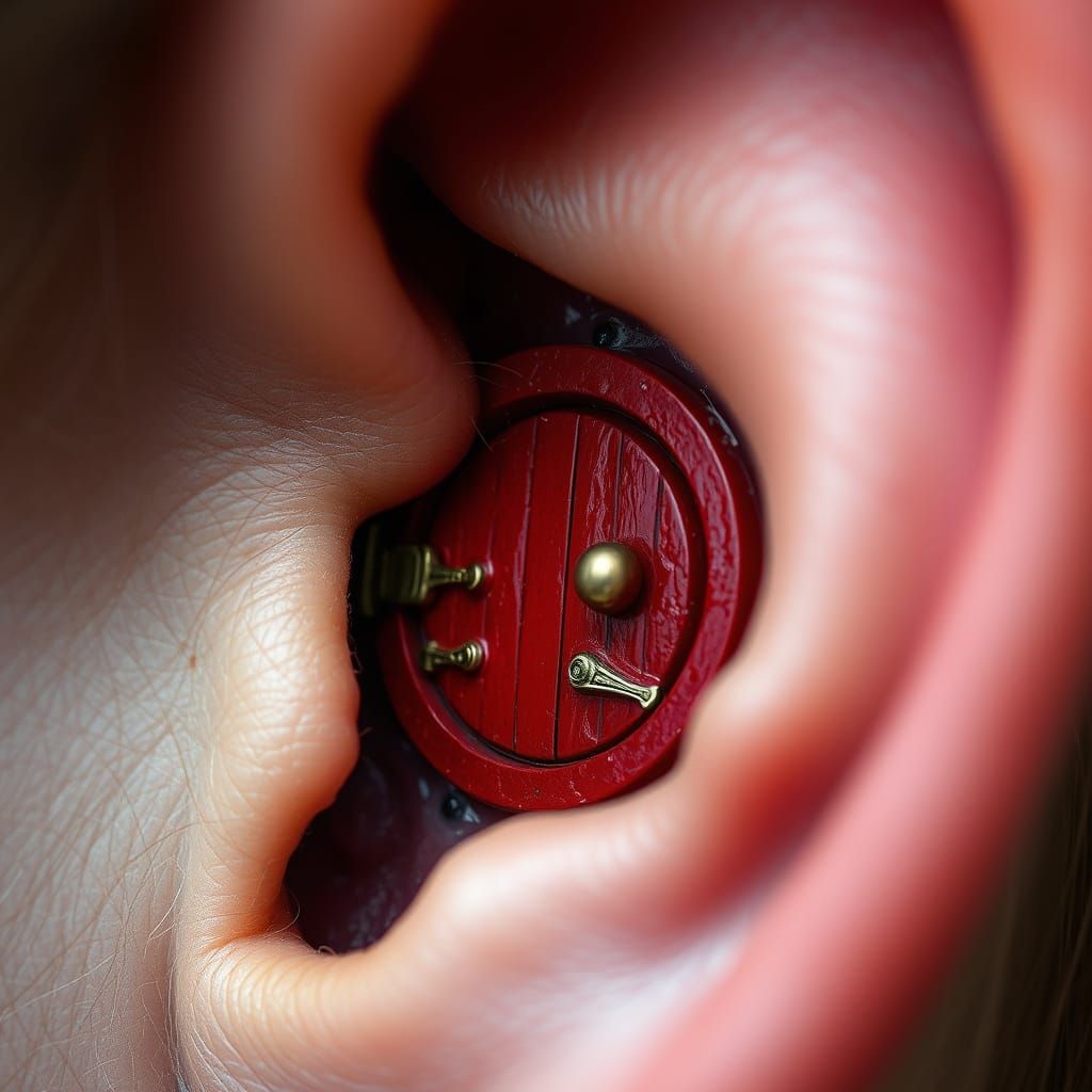 Hyperrealistic Hobbit Door in Human Ear Canal