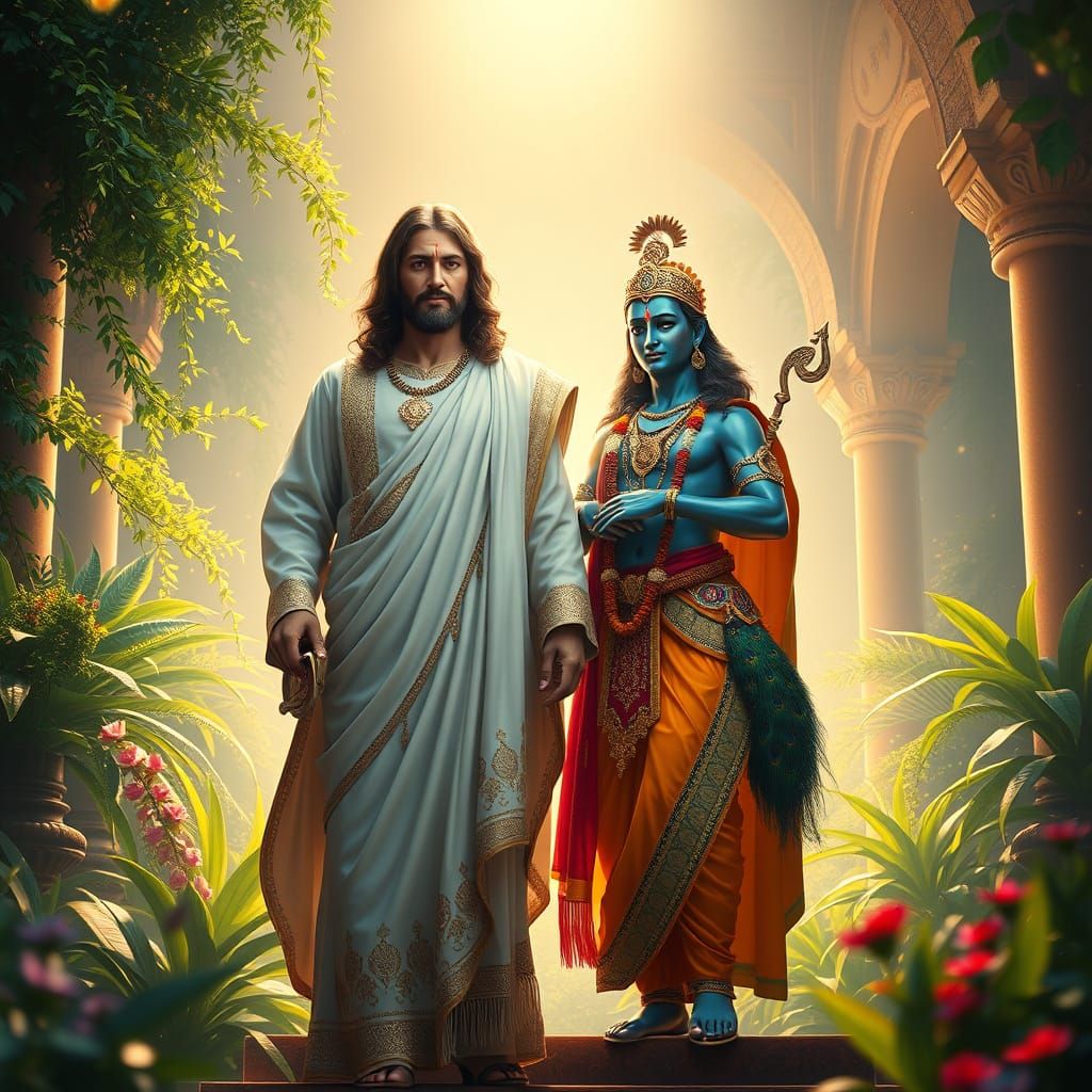 Vibrant Divine Encounter in Dreamlike Splendor