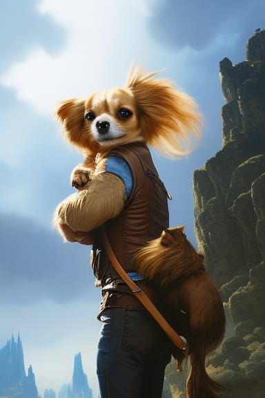 Giant Man with Chihuahua: Fantasy Portrait