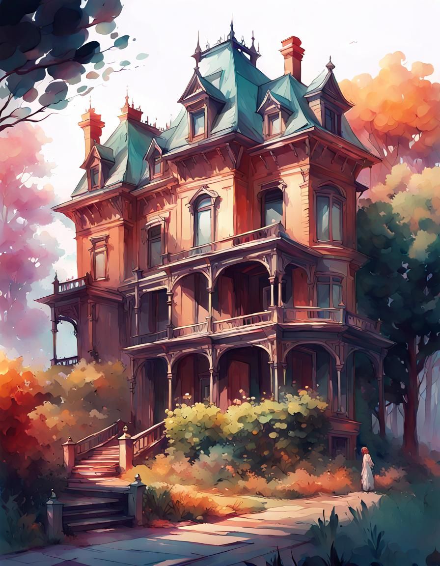 Eerie Victorian Mansion in Overgrown Garden