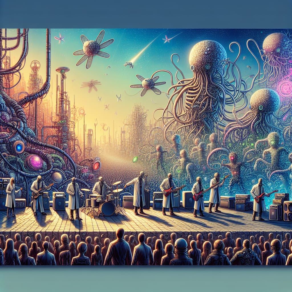 Organopunk Band of Geniuses in Photorealistic Style