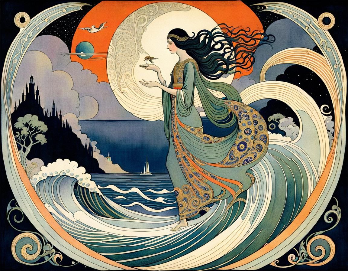 Greek Gods and Heroes in Flowing Illustration Style