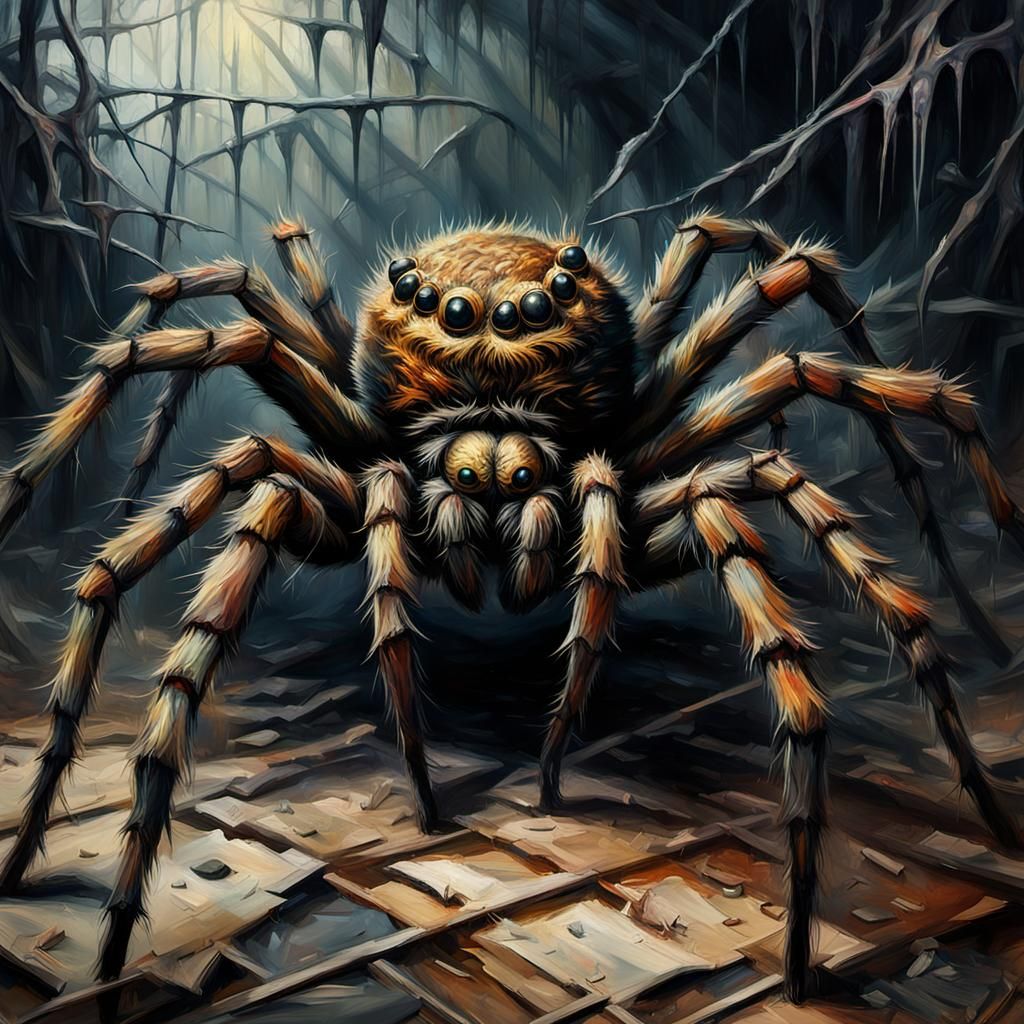 Giant Grotesque Spider in an Impressionist Style