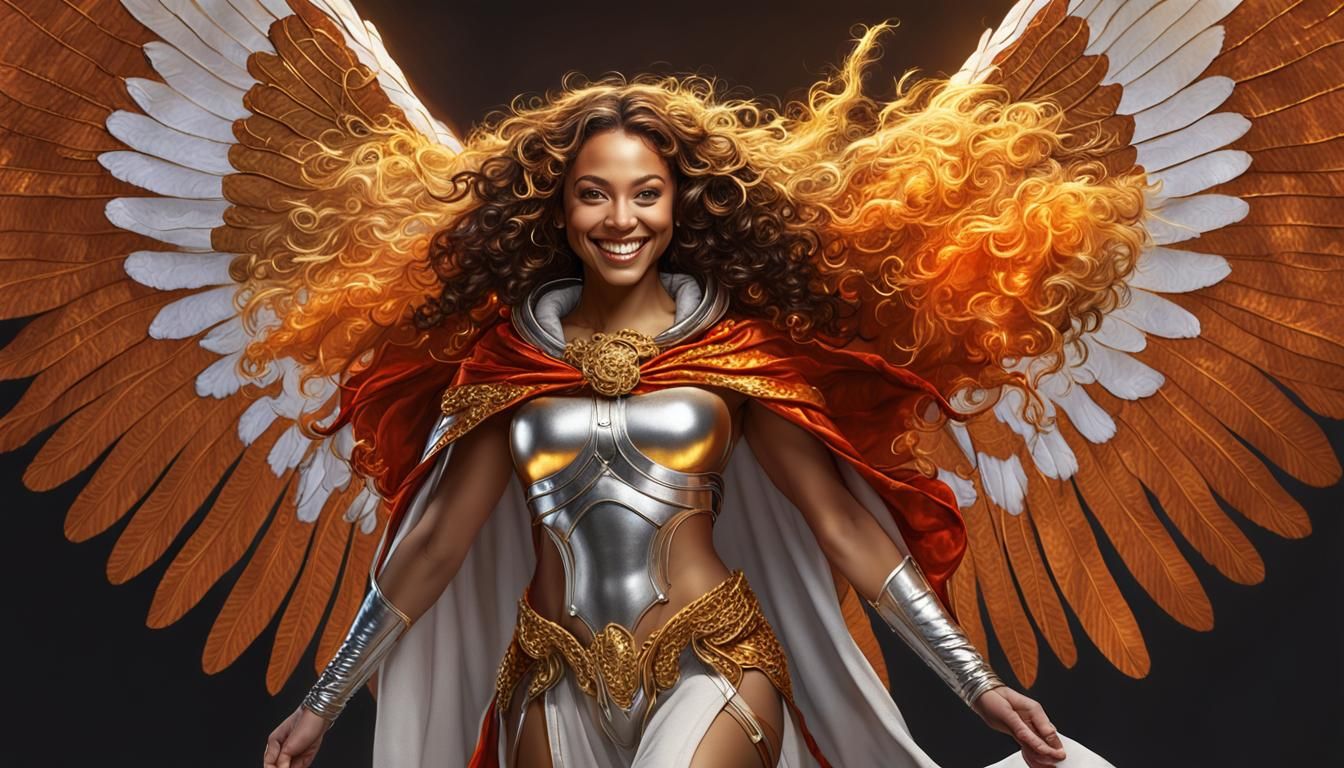 Golden-Skinned Angel with Silver Wings