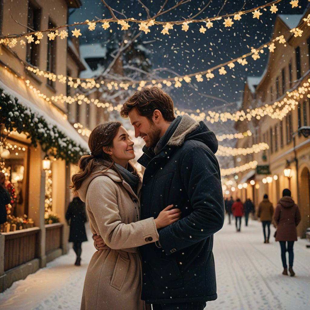 A Whimsical Winter Romance Under Twinkling Lights