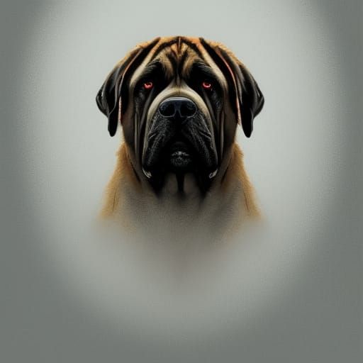 Majestic English Mastiff Portrait in Hyperdetailed Style