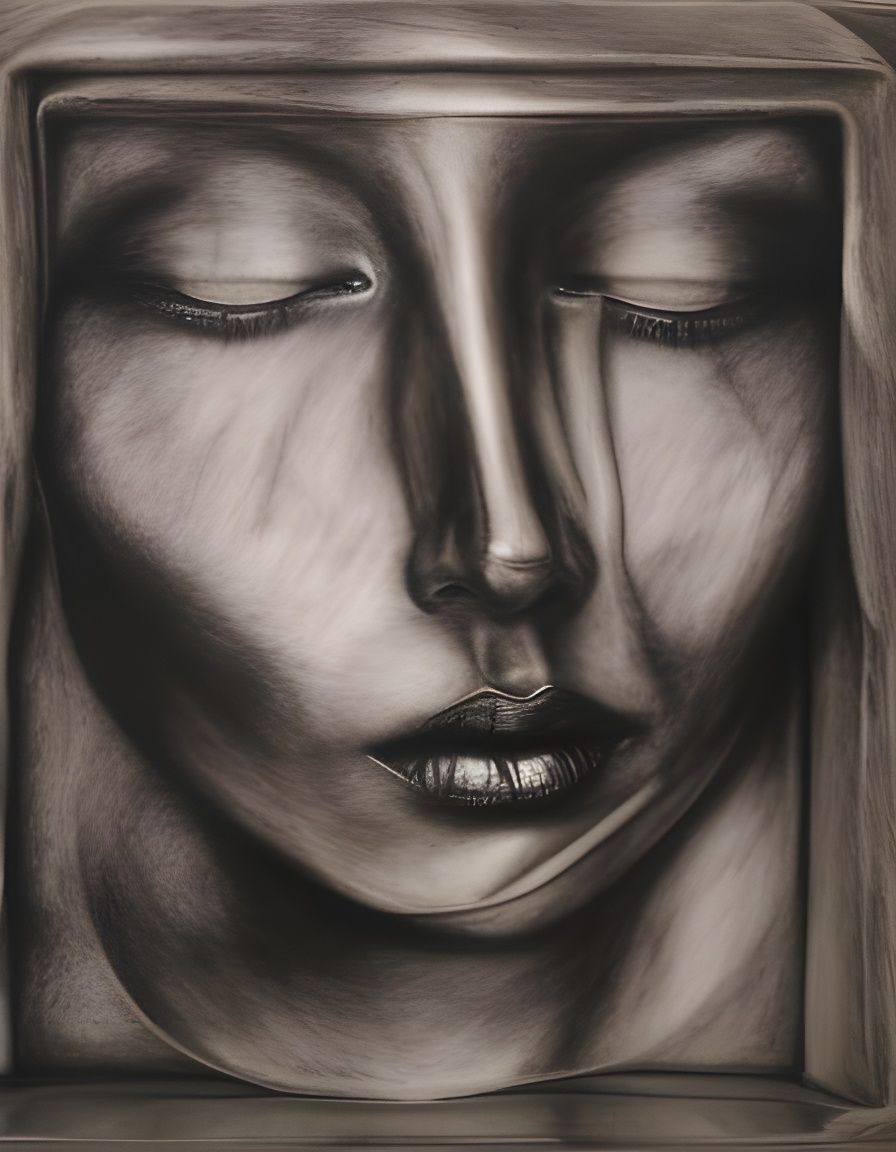 Ethereal Angel in Charcoal and Resin Art