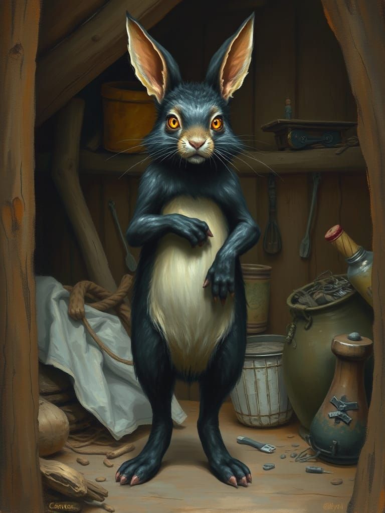 Mischievous Puca Hiding in Cabin, Celtic Mythology