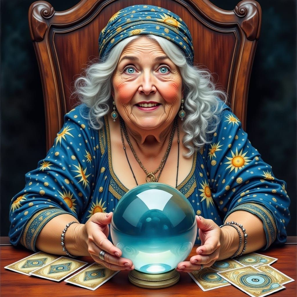 Whimsical Gypsy Fortune Teller in Klimt Style