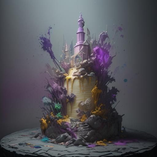 Graffiti Art Cake Sculpture in Watercolour Style