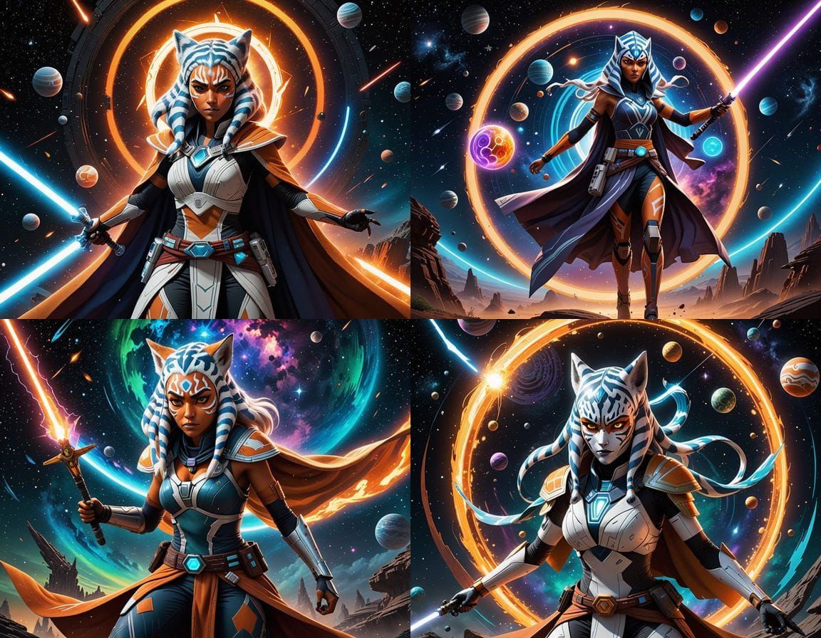 Galactic Ahsoka as Naruto: Cosmic Warrior with Tribal Jedi A...