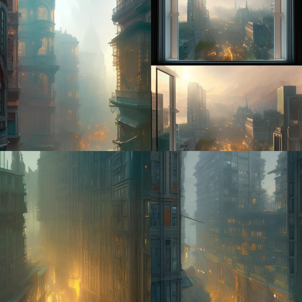 Hyperdetailed Cityscape Reflected with Dynamic Lighting