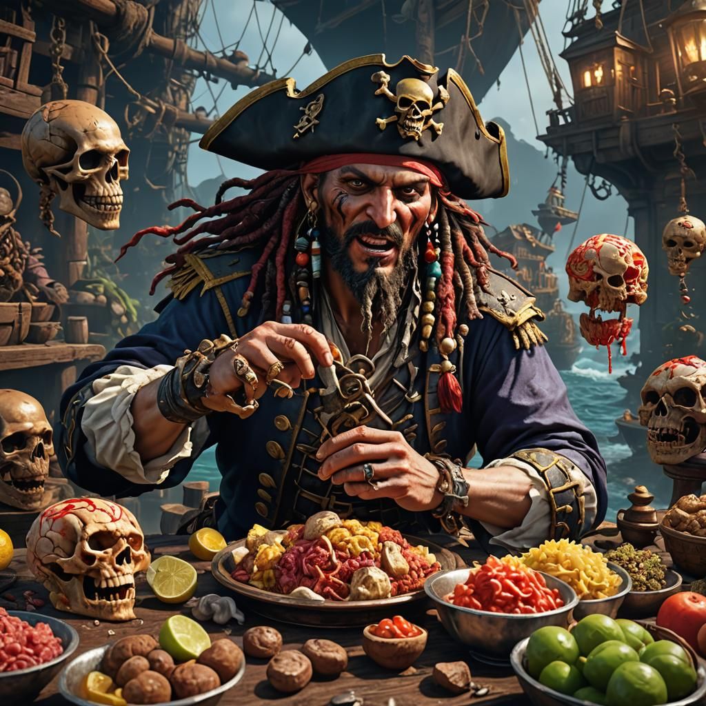 Pirate's Brain Feast: Detailed Matte Painting