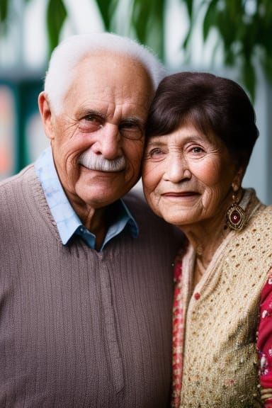 Loving Embrace: Portrait of an Elderly Couple