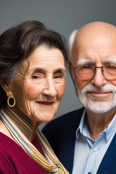 Happy Elderly Couple Portrait with Bokeh