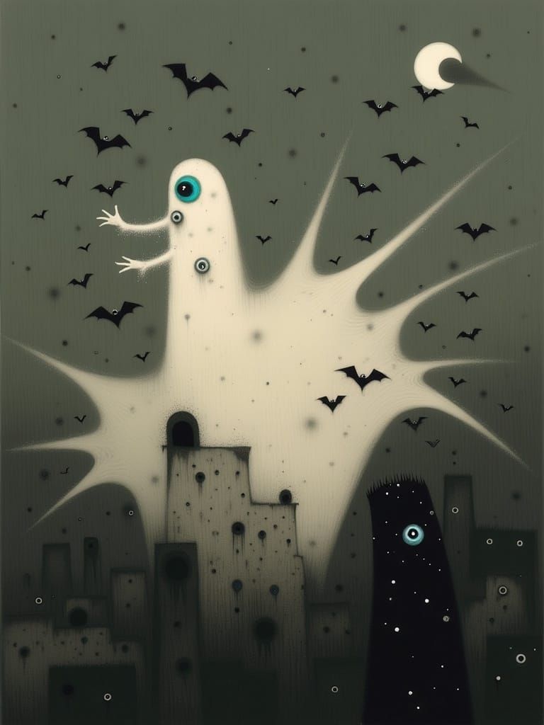 Cinematic Halloween Cemetery Scene with Swirling Fog