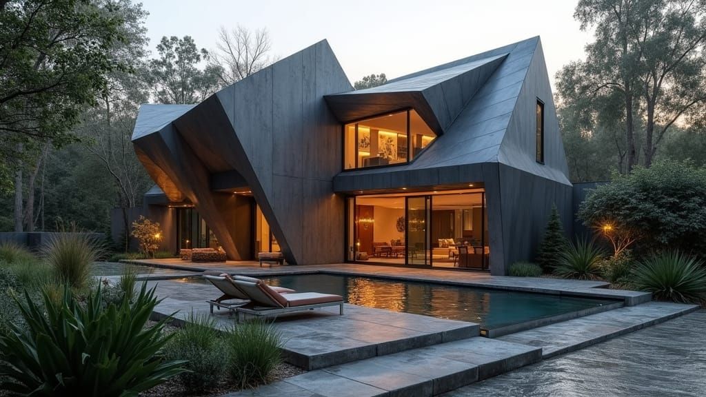 Concrete origami facade