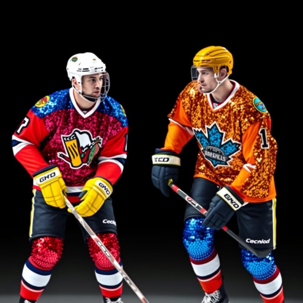 Hockey Players in Sequin Uniforms