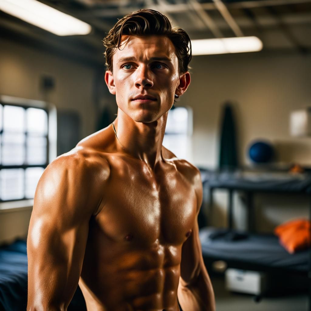Photorealistic Dorm Room Portrait of Young Athlete