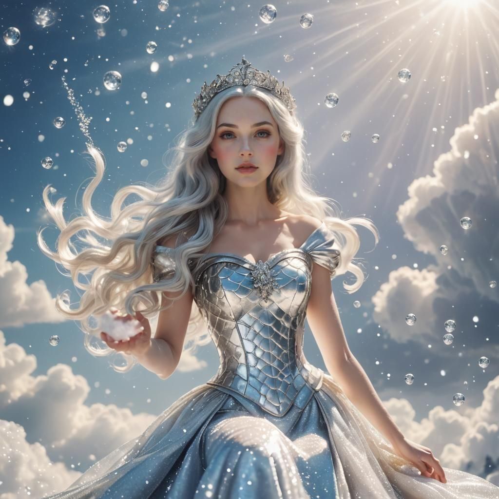 Snow White Space Mermaid with Silver Sparkles