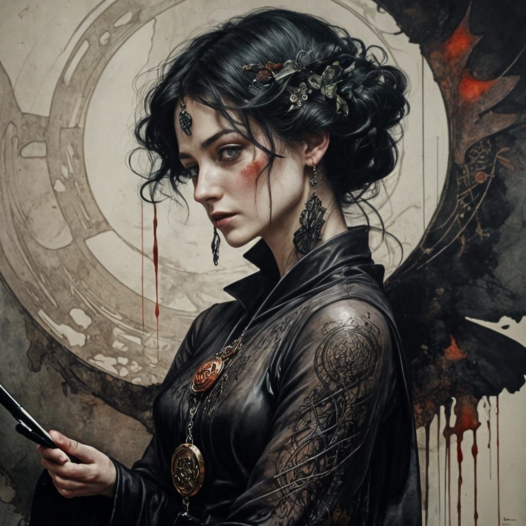 Ephemeral Cryptic Echoes: Grungy Ink Drawing